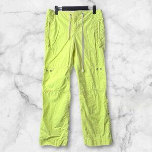 Gap Y2K Utility Pants Women’s 2 Neon Yellow Lightweight Convertible Length -2004